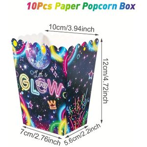 10pcs Fluorescent Themed Popcorn Boxes, Glow Style Paper Boxes, Wedding, Shower, Birthday, And Occasions