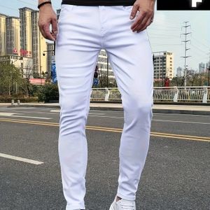 Heren Witte Skinny Broek Koreaanse Stijl Stretch Casual Lange Jeans