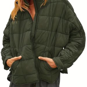 Dames Lichtgewicht Puffer Jas - Lange Mouw, Volledige Ritssluiting, Capaciteit, Warm & Stijlvol voor Herfst/Winter, Blonde Haar Ontwerp, Casual Buitenkleding | Stijlvolle Puffer Jas | Gevulde Jas