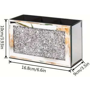 1 stuk Badkamer Douchespiegel Gebroken Diamant Make-up Borstelhouder. Schattige Wenkbrauwpotlood en Potloodhouder Geschikt voor Thuis Badkamer Opbergtafel Oogpotlood Vitrine