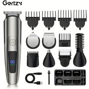 6-in-1 Verstelbare Haartrimmer Set, USB Oplaadbaar met LCD-scherm, Baard Lichaam Gezicht Scheerapparaat, Elektrisch , Cadeau voor Vaderdag
