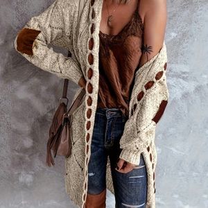 Vintage Damesvest - Mouwloze Open Voorkant met Knopen, Zacht Warm Beige Herfst-Winterjas, Handwas/Droogreinigen, Laagje, Cardigan Trui, Retro Esthetiek, Getextureerd , Kwaliteitsvakmanschap