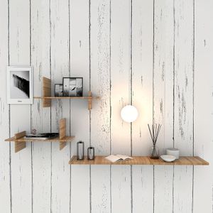 Zwart-wit houtlook behang - Vinyl , en hout stijl, waterdicht zelfklevend wanddecor, realistisch houtnerf afwerking voor keuken, badkamer, aanrechtbladen, kasten - willekeurige match