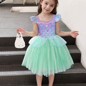 Meisjes fladdermouw mesh rok meisjesschooljurken zomerse zoete pailletten optredens jurke prinsessenjurktje kinderkleding Halloween outfit