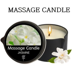 2oz/57g Jasmijn Massage Kaars - Essentiële Olie Geïnfuseerde Warme Massage Olie met Gietmond, Langdurige Geur, Hydraterend & Verzachtend voor Alle Huidtypes, Ideaal Cadeau voor Vrouwen