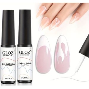 2 Stuks Gel Nagellak Swirl Nail Art Gel Wit Liner Nagellak Wit Nagellak 1pc Klassiek Wit Kleur Gel Art Paint Voor Dun Franse Linie Nagellakborstel In Pens Soak Off Uv Lamp Manicure Salon