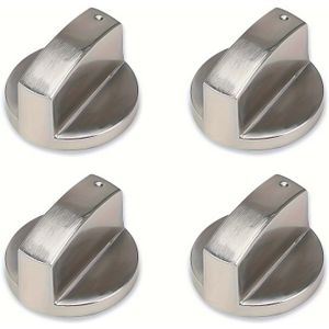 4pcs Gas Hob Knobs, Silvery Cooker Hob Knobs, Metal Universal 6mm Stove Cooker Control Switch Knob, Switch For Kitchen Models Silvery Adaptors Oven, Cooking Surface Gas Stove Oven Cooktop Buttons
