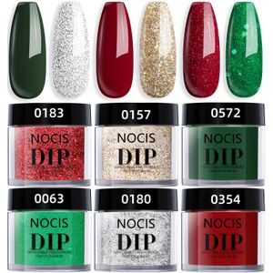 Dippoederset, 6 Kleuren Glitter Rood Groen Nageldompelpoeder, Franse Nail Art Gel Manicure Salon