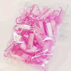 Een set van 50 mini nagelborstels in 3 kleuren, geschikt voor manicure en pedicure, met zachte haren voor het verwijderen van stof, deze plastic reinigingsset voor nagelborstels.