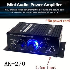 AK270 Mini Autoversterker Universele 2-Kanaals Stereo Versterker voor MP3, Thuisbioscoop en Auto - 12V Geluidsysteem