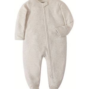 Gezellige Unisex Pasgeboren Baby Footed Bodysuit met Want Manchetten - 2 Manieren Rits Katoenen Onesies, Geschikt Voor Binnen- En Buitenkleding