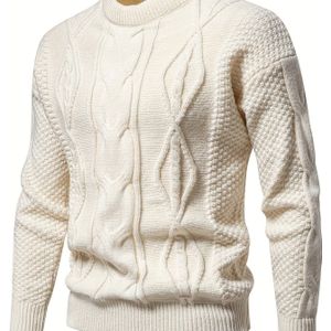 Gebreide Trui Met Ruitpatroon Voor Plus Size Mannen Voor Lente, Herfst En Winter