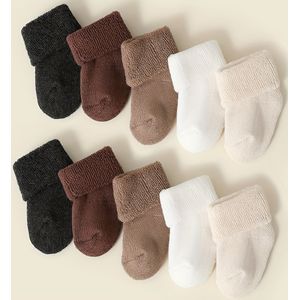 5/10 Paar Dikke Warme Pasgeboren Baby Sokken voor Jongens en Meisjes, Herfst/Winter Fleece Korte Sokken in Snoepkleuren