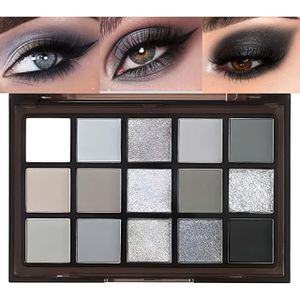 Zwarte Rookachtige Oogschaduw Palet, 15 Kleuren Echt Zwart Donkergrijs Smeulende Gotische Make-up Palet, 15 Zachte Matte Glans Gepigmenteerde Basis Wit Grijs Zwarte oogschaduwen voor vrouwen