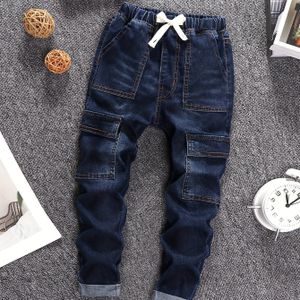 Jongensmode Casual Denim Jeans met Zakken in Blauwe Stretchstof
