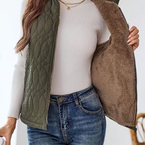 Elegante geplooide polyester vest voor vrouwen met staande kraag, kleur, lichtgewicht mouwloze jas voor herfst/winter