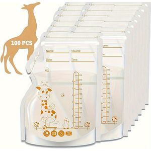 100pcs Of Bags For Storing Breast Milk, Each With An 8-ounce Capacity, Featuring A Pour Spout For During Breastfeeding. Ready-to-use Bags Are Self-standing And Designed To With A Flat Profile.