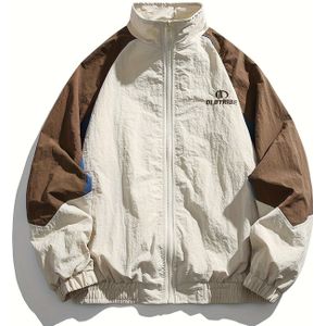 Heren Casual Full-Zip Color Block Jack, Lichtgewicht Comfortabele Blouson Jack Voor Lente/Herfst Buitenactiviteit