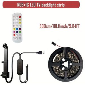 1 stuks TV Backlight Strip met RGBIC Technologie, AR Kleursensor, Afstandsbediening Dimming, USB Aangedreven, voor 35-'s - Home Theater, Gaming Setup, Woonkamer