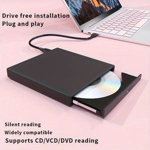 7-in-1 Multifunctionele Externe Speler/Lesapparaat/Schrijver USB-C Draagbare CD/DVD +/-RW Schijf/DVD-speler, USB 3.0 USB-C DVD CD-brander, Compatibel met Laptops en Desktop Alles-in-Eén Computers