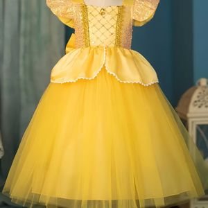 Meisjes Prinsessenfeestjurk met uitlopende tutu - Felgeel, Formele Verjaardag, Halloween, Kerstmis - Elegante Feest- en Fotoshootoutfit voor Meisjes