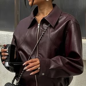 Women's Strap Zipper Jacket - Casual Long Sleeve, Stretchy Cropped Coat For Fall, Commuting, Solid Color, Zipper , Casual Outerwear | Vintage Style Jacket | Zippered Jacket