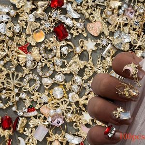 100 stuks Schitterende Luxe Nagelaccessoires - Betoverende Rhinestones en Premium Gouden 3D Nageldetails voor een Verleidelijke Manicure Sieraden Set