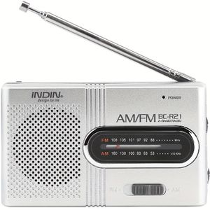 Compact Draagbaar AM/FM Radio met Telescopische Antenne, Koptelefoonaansluiting & Stereo Luidspreker - Batterij-aangedreven Muziekspeler