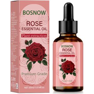 BOSNOW Rozen Etherische Olie, 30ml - Hypoallergeen, Voedend, Unisex-Volwassen, Alle Huidtypen, Rozengeur, met Rozenpit Olie, Diepe Voeding, Lange-Lastende Geur, Hydraterend & Verzachtend