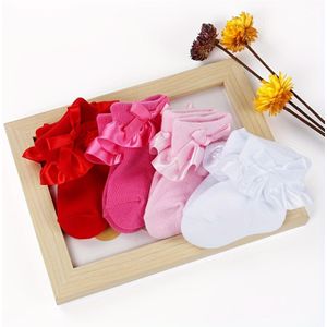 2/4 Pairs Baby Meisjes Lace Sokken met Bow Decor - Zacht Ademend Niet-Elastisch Baby Sokken, Wit & Roze Voetbedekking voor Baby's voor Casual Kleding, Elegant Baby Accessoires, Delicate
