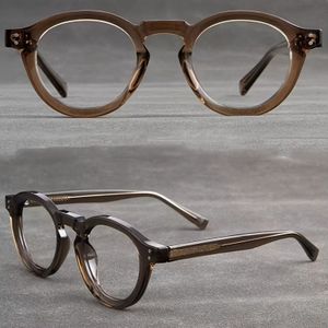 Vintage ronde brilmonturen voor mannen en vrouwen - TR90 & Metalen Volledige Montuur Brillen met Etui, Modieus Kerstcadeau - Alleen handwas, Geen Lenssterkte, Ongeplateerd