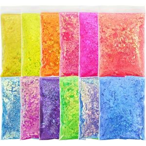 12pcs/set 60g Rainbow Hexagonal Glitter For Resin , Aurora Glitter Epoxy Resin Filler For Diy Nail Art, Jewelry Casting Products - No Power Required, Without Battery
