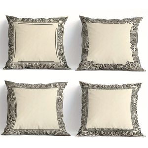 4pcs Contemporary Greek Key Pattern Throw Pillow Covers, Soft Fur Filling, Machine Washable, Zipper Closure, Woven Polyester Decorative, For Sofa, Bedroom, Office, Car, Patio