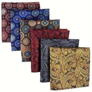 6-delige set heren zakdoekjes, paisley zakdoekjes, pakzakdoekjes voor bruiloft en gala
