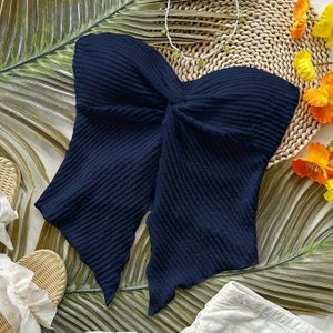 Y2K-geïnspireerde kleur twist geribde textuur tanktop voor dames, elegante off-shoulder ontwerp met detail, veelzijdige casual wear voor alle seizoenen