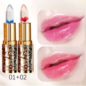 2-Pack Floral Crystal Lippenstift, Voedende Roze Serie, Langdurig en Vervaagresistent, Natuurlijke Finish, Volwassen Combinatiehuid, Pastaformaat