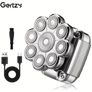 Herenscheerapparaat, kale hoofd scheermes met magnetisch mesje, digitaal display, USB-opladen, 9 roterende messen voor schoon en netjes scheren, vakantiegeschenk, Vaderdagcadeau