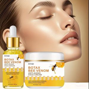 2-Pack & Bijengif Crème en Gezichtsolie Set met Collageen, Retinol en Cafeïne voor Verstevigende Hydratatie in Lichtbeige Kleur, Lichtgewicht en Snel Absorberend, Geschikt voor Alle Huidtypen