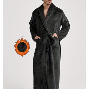 Zware Winterjas - Pluche Lange Mouwen Dikke Kraag Badjas met Riem & Zakken, Zachte Bruine Luxe Pyjama Set voor s, Wasmachinebestendig (Unisex Pasvorm) - Ideaal voor Spa en Koud Weer