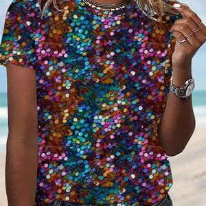 Women's Polka Dot Casual Round Neck T-shirt