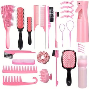 27- Haarwasmachine Borstelset met Hoofdhuidmassager, Sprayflesje en Holle Kam, Styling Haarkam, Haarverzorgingsset, Haarborstels voor Haarverzorging