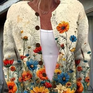 Plus Size, 2D Bloemenprint Casual Vest