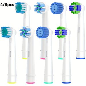 4/8 vervangende borstelkoppen, compatibel met elektrische tandenborstels.