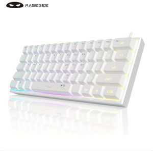 MageGee Mini 60% Gaming Toetsenbord, RGB Verlichting 61 Toets Ultra- Toetsenbord, TS91 Ergonomisch Hoogwaardig Mechanisch Gevoel Kantoor- en PC-toetsenbord voor MAC, PS4, ONE Gamer