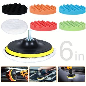 9-delige 6-Inch Auto Polijstmachine Grof Polijstpads voor Spons Buffer Waxen Buffing Kit