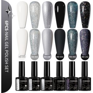 1 stuk 6 Kleuren 6ml Gel Nagellak, Kleurrijke Manicure LED Soak Off Semi-Permanente Vernis voor Halloween DIY