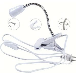 28cm Draaibare LED Lamp Verlengstuk Adapter met Flexibele Arm - E27 Fitting, Geen Lamp Nodig, 220-240V, Drukknop Bediening, Wandmontage Stekker, voor Thuis, Kantoor