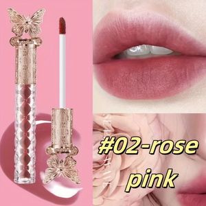 Vlinder Matte Lipglans - Langhoudend, Niet-vervagend Lipgloss met 4 Tinten (Rode Tinten), Elegant Vlinderontwerp, Perfect Cadeau voor Vrouwen