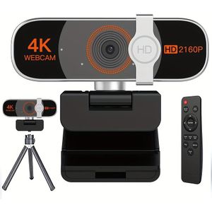 4K Webcam voor PC | Auto-zoom, met Afstandsbediening, Privacy Cover, Wit-Watheid, Webcam met Microfoon, , 4K Webcamera voor Laptop/Desktop, Video , Conferenties, USB Connectiviteit, Auto Focus