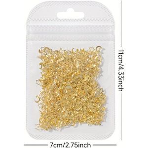 650st Gouden 3D & Ster Nagelbedels - Hypoallergene Metalen Nagelknopjes voor Vrouwen, Ingewikkelde & Ster Vormen, Perfect voor DIY Nagelkunst & Manicure Decoraties, Nagelkunst Bedels